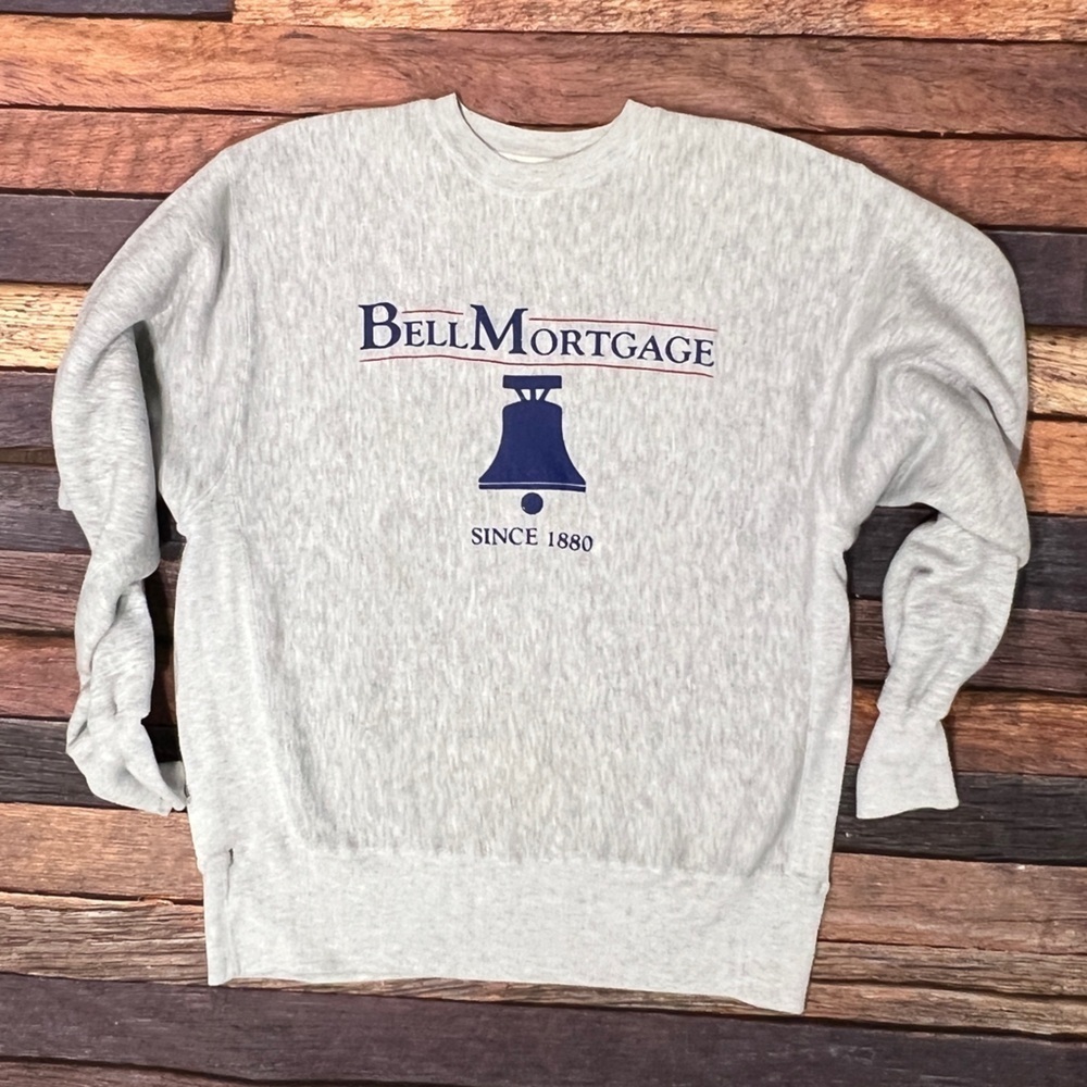 Vintage 1980s Bell Mortgage Crewneck Pullover Jumper Sweatshirt Mens Sweater